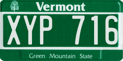 VT license plate XYP716
