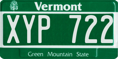 VT license plate XYP722