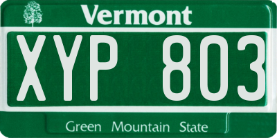 VT license plate XYP803