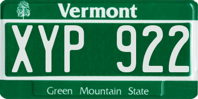 VT license plate XYP922