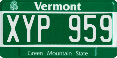VT license plate XYP959
