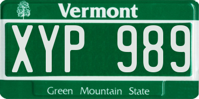 VT license plate XYP989