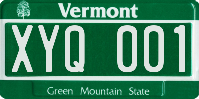 VT license plate XYQ001