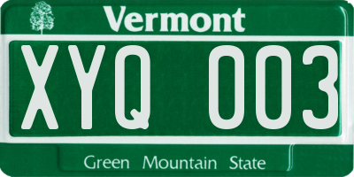 VT license plate XYQ003