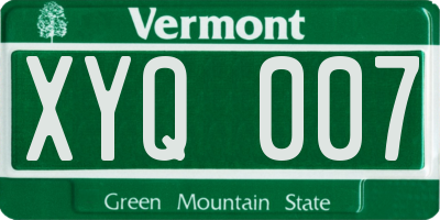 VT license plate XYQ007