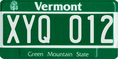 VT license plate XYQ012