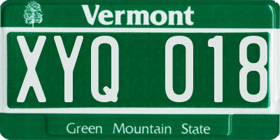 VT license plate XYQ018