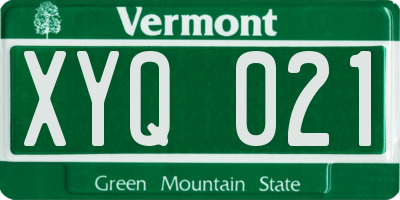 VT license plate XYQ021