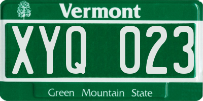 VT license plate XYQ023