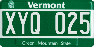 VT license plate XYQ025