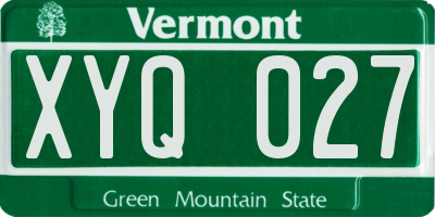 VT license plate XYQ027