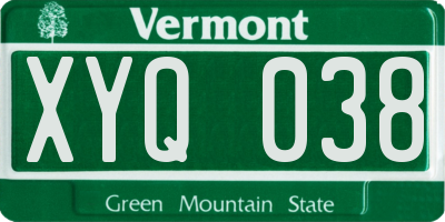 VT license plate XYQ038