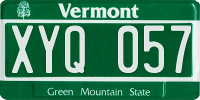 VT license plate XYQ057