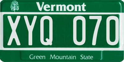 VT license plate XYQ070