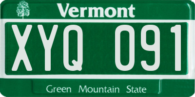 VT license plate XYQ091