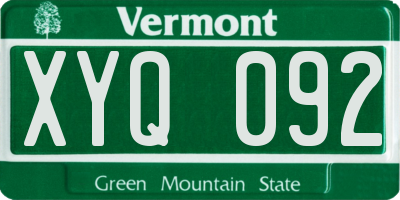VT license plate XYQ092