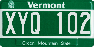 VT license plate XYQ102