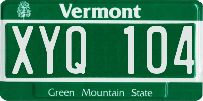 VT license plate XYQ104