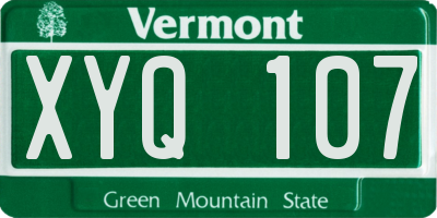 VT license plate XYQ107