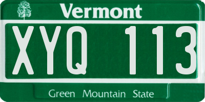 VT license plate XYQ113