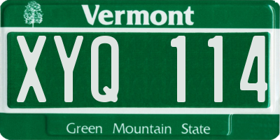 VT license plate XYQ114