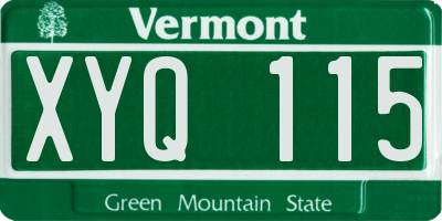 VT license plate XYQ115