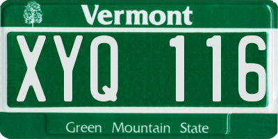 VT license plate XYQ116