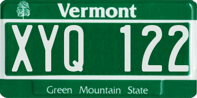 VT license plate XYQ122