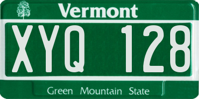 VT license plate XYQ128