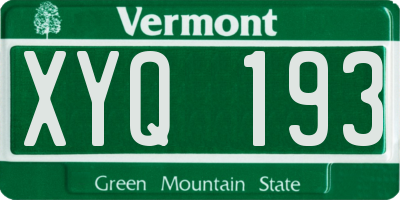 VT license plate XYQ193