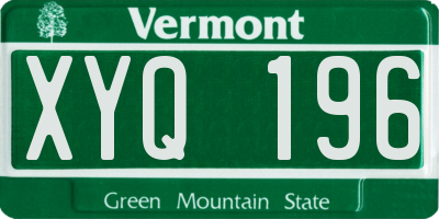 VT license plate XYQ196
