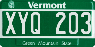 VT license plate XYQ203