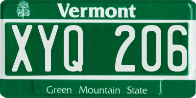 VT license plate XYQ206