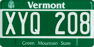 VT license plate XYQ208