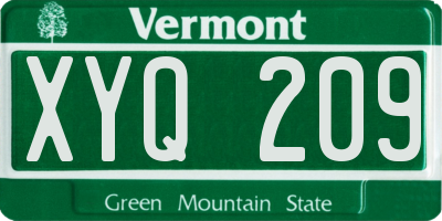 VT license plate XYQ209
