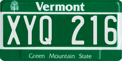 VT license plate XYQ216