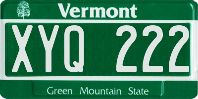 VT license plate XYQ222