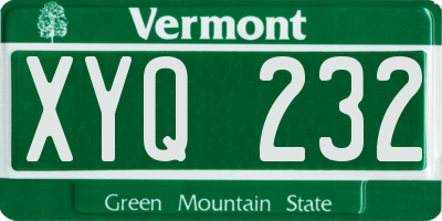 VT license plate XYQ232