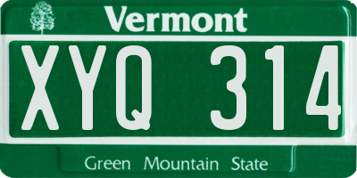 VT license plate XYQ314