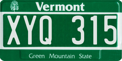 VT license plate XYQ315