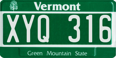 VT license plate XYQ316