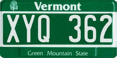 VT license plate XYQ362