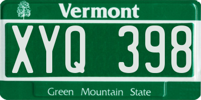 VT license plate XYQ398