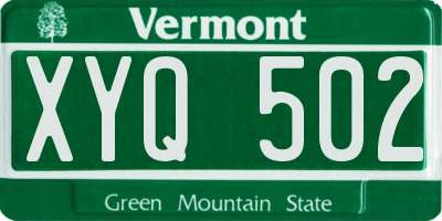 VT license plate XYQ502