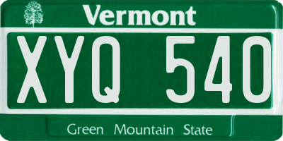 VT license plate XYQ540