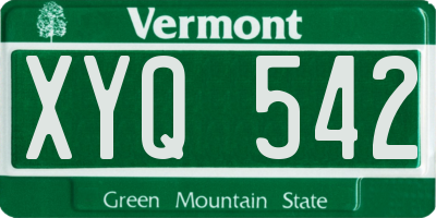 VT license plate XYQ542