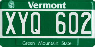 VT license plate XYQ602