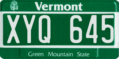 VT license plate XYQ645