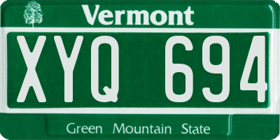 VT license plate XYQ694