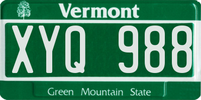 VT license plate XYQ988